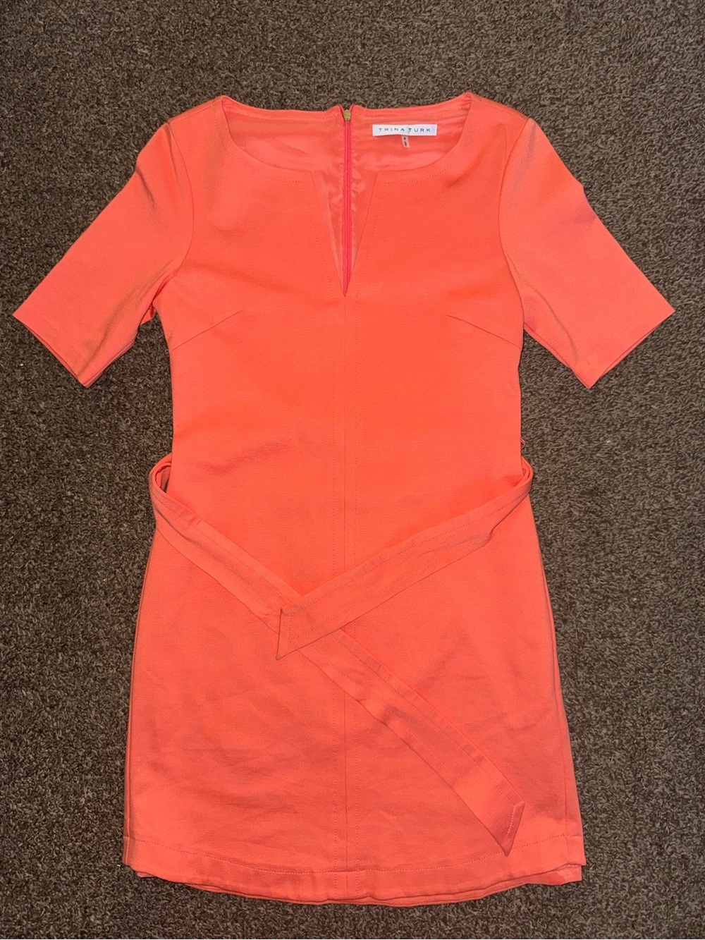 Trina Turk Coral-Orange Short-Sleeve Dress